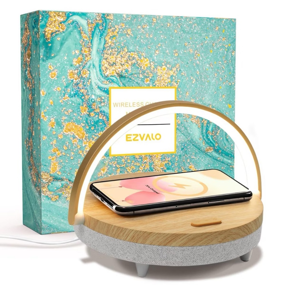 EZVALO Wireless Charging Music Lamp Wood Grain - NEW!